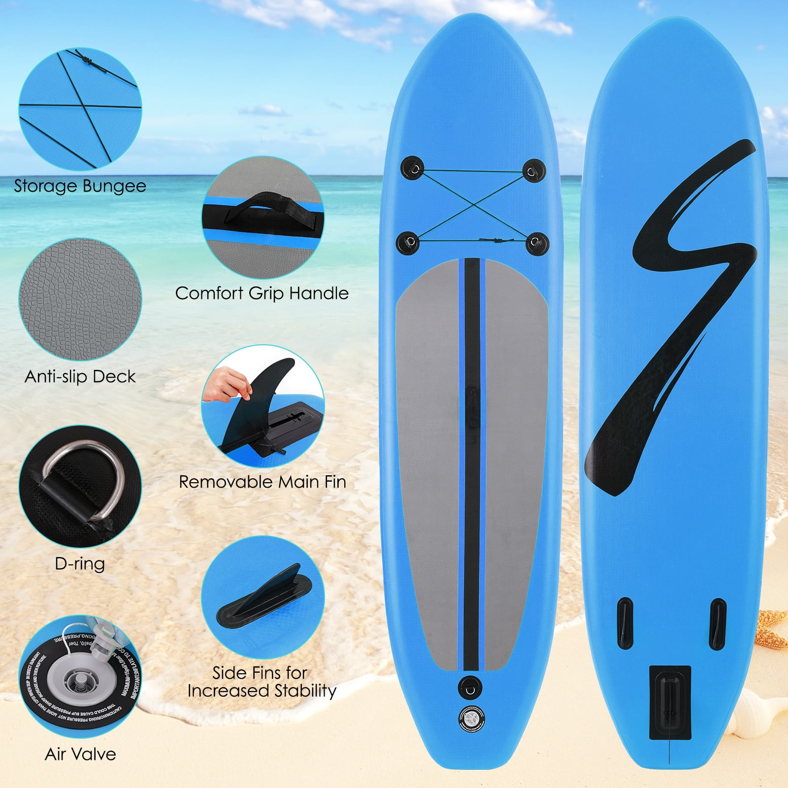Arlopu 12ft Inflatable Stand up Paddle Board 6' Thick SUP Paddle Board with Premium SUP Accessories