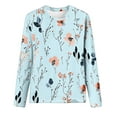 thumbnail image 5 of JTZGDY Cute Women Floral Shirts Dressy Casual Summer 3/4 Length Sleeve Crewneck Basic Tunic Tees Tops Lightweight Cotton Pullover Blouse Fashion Ladies 2025 Outfit Clothes Light Blue#02 L, 5 of 5