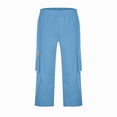 thumbnail image 6 of Resicozy Mens Long Cargo Shorts Below Knee with Pockets Lightweight Summer Baggy Classic Shorts Sky Blue 2XL, 6 of 7