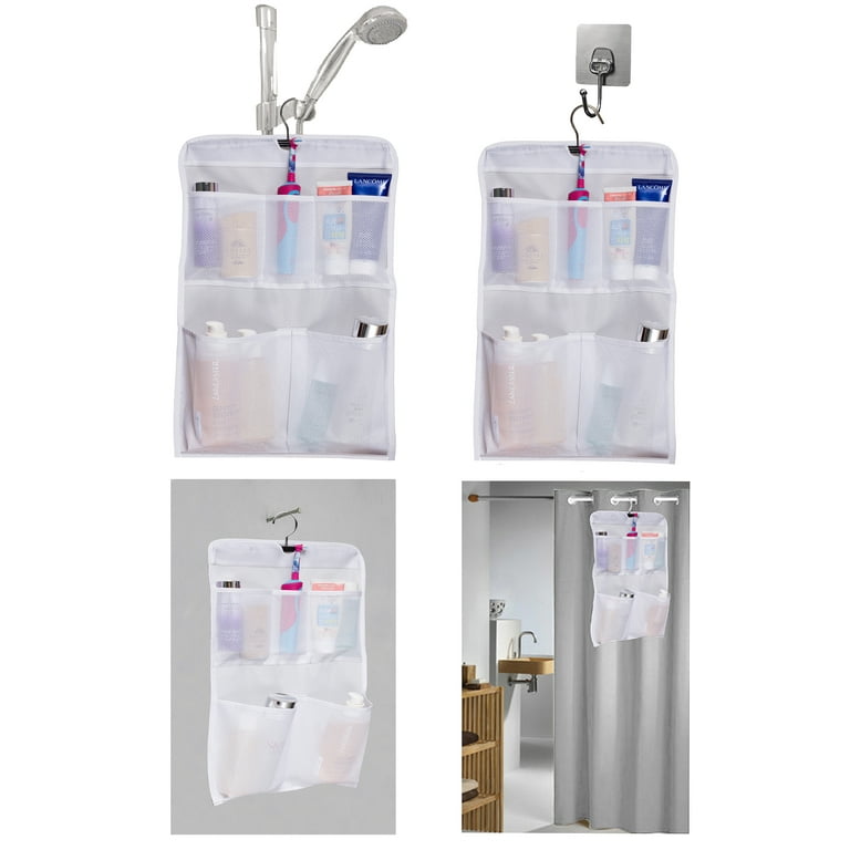 MISSLO 5 Pockets Mesh Shower Caddy Organizer with Rotating Hanger Roll Up  Hanging Bathroom Storage Bag for Camper, RV, Gym, Cruise, Dorm Shower, Small