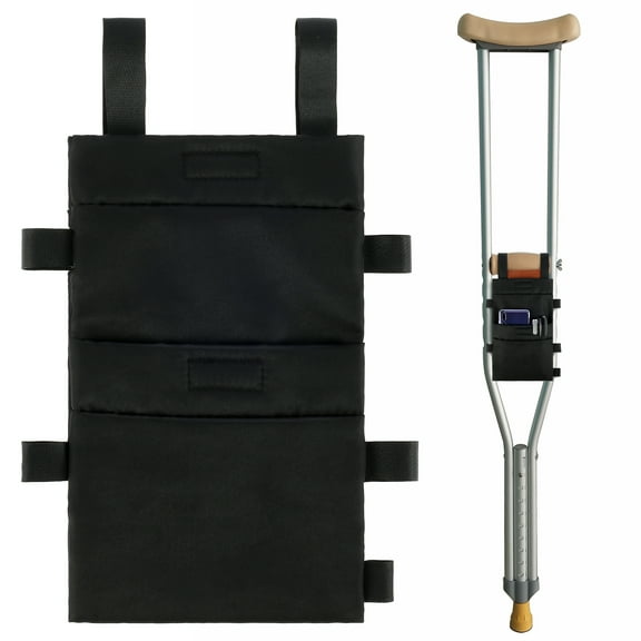 verlacoda Crutch Pouch Lightweight Crutch Storage Pocket with 2 Pockets Universal Hanging Crutch Bag with Adjustable Buckle Waterproof Crutch Storage Organizer for Crutches