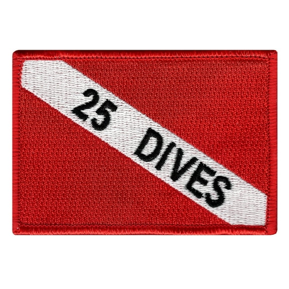 25 Dives Embroidered Iron-on Scuba Diving Flag Patch