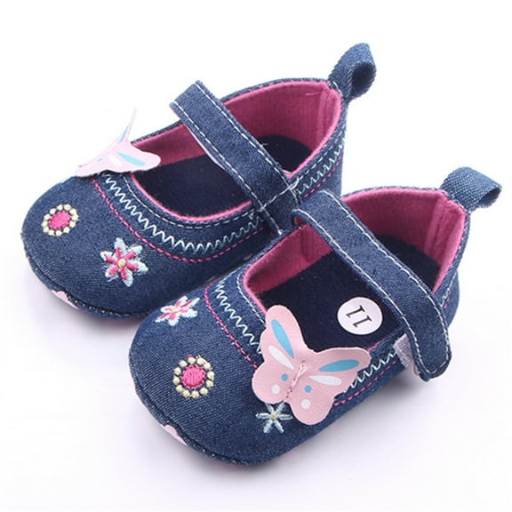 MHZLDYZ Boys Shoes Infant Girls Sneakers Baby Newborn Cute Bow Embroidered Walking Shoes Flat Shoes Denim Models Baby First Walking Shoes Toddler Walking Shoes Sock Shoes for Baby Girl(A,11)
