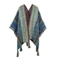 thumbnail image 2 of MSJUHEG Kimonos for Women,Poncho Sweater Women,Cape Coat for Women,Shawl Wraps for Women,Wrap Cardigan,Nationl Colourful Splice Poncho Knitted Shawl Scarf Dark Blue A, 2 of 4