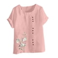 thumbnail image 4 of Camisetas de Manga Corta para las Mujeres Impreso Botón de Manga Corta Camiseta Blusa Poliéster, Ropa Casual Mirar Superior para las Mujeres, 4 of 4
