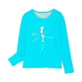 thumbnail image 4 of Girls Clothes, Girls Long Sleeve Tops Dragonfly Print Crewneck Cotton T Shirts Casual Fall Spring Graphic Basic Tees for Kids (5 Years, Light Blue), 4 of 5