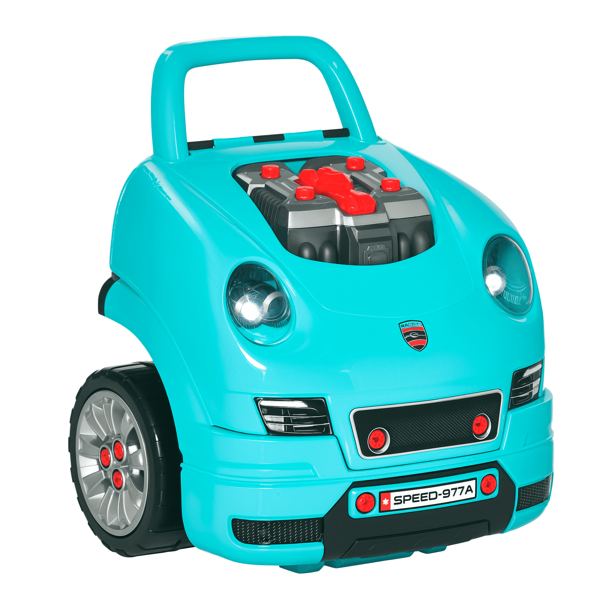 Qaba Mechanic Kids Truck Engine Toy Set, Car Service Playset, Engine Disassembly Play Workshop, 61 Pieces, Steering Wheel, Horn for 3-5 Years , Teal