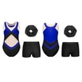 thumbnail image 6 of Aislor Kids Girls Sleeveless Gymnastics Leotards with Athletic Shorts and Hair Band Ballet Dance Outfits Royal Blue 12, 6 of 7