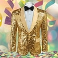 thumbnail image 2 of KHONTS Men's Sequin Blazer Sparkly Glitter Jacket Shiny Floral Suit Jacket Stylish Party Wedding Banquet Prom Tuxedo GD1 XXXL, 2 of 7