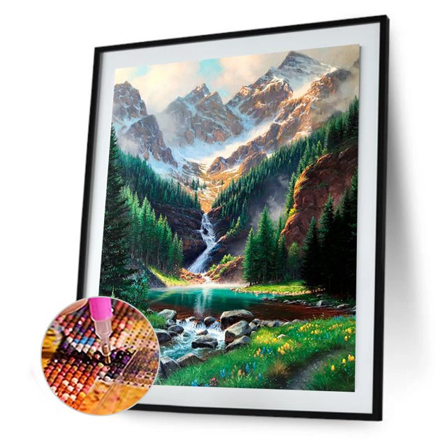 Cuadros Decorativos DIY 5D mosaico montaña río completo taladro redondo diamante resina pintura Kit Sywqhk Nuevos Originales