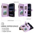 thumbnail image 4 of For Apple iPhone 18 Pro Max / 17 Pro Max Orchid Pattern Wallet Case, 9 Card Slots Zipper Pocket, Detachable Wrist & Shoulder Strap, Magnetic Shockproof Protective Phone Case,Purple, 4 of 9