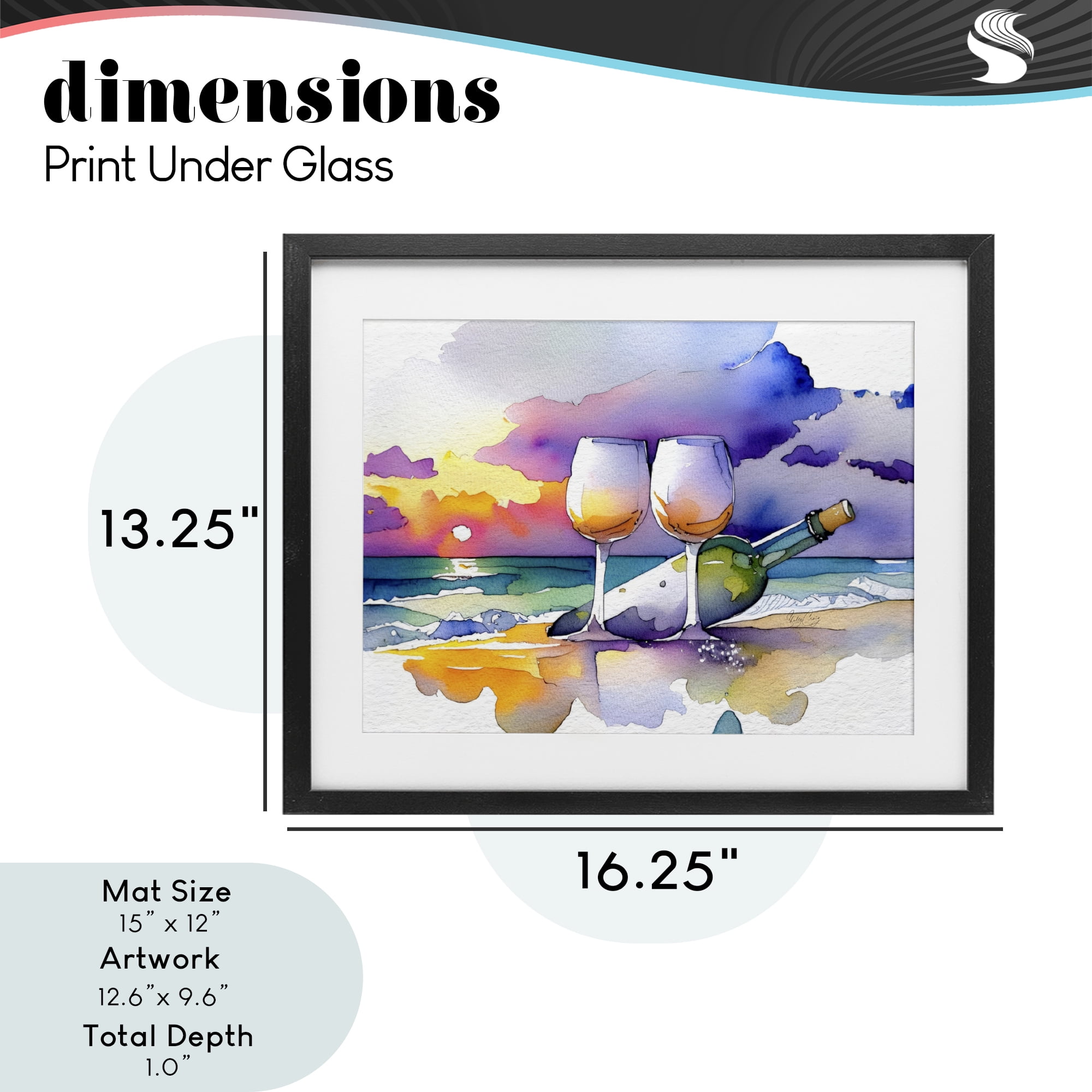 Stupell Industries Coastal Cheers with Wine Black Framed Print Under Glass, design by Shelly Craig