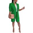 thumbnail image 2 of Trajes de 2 piezas Blazer Trajes Solapas Chaqueta de manga larga Pantalones cortos de cintura alta Conjunto de traje de negocios de trabajo, 2 of 4