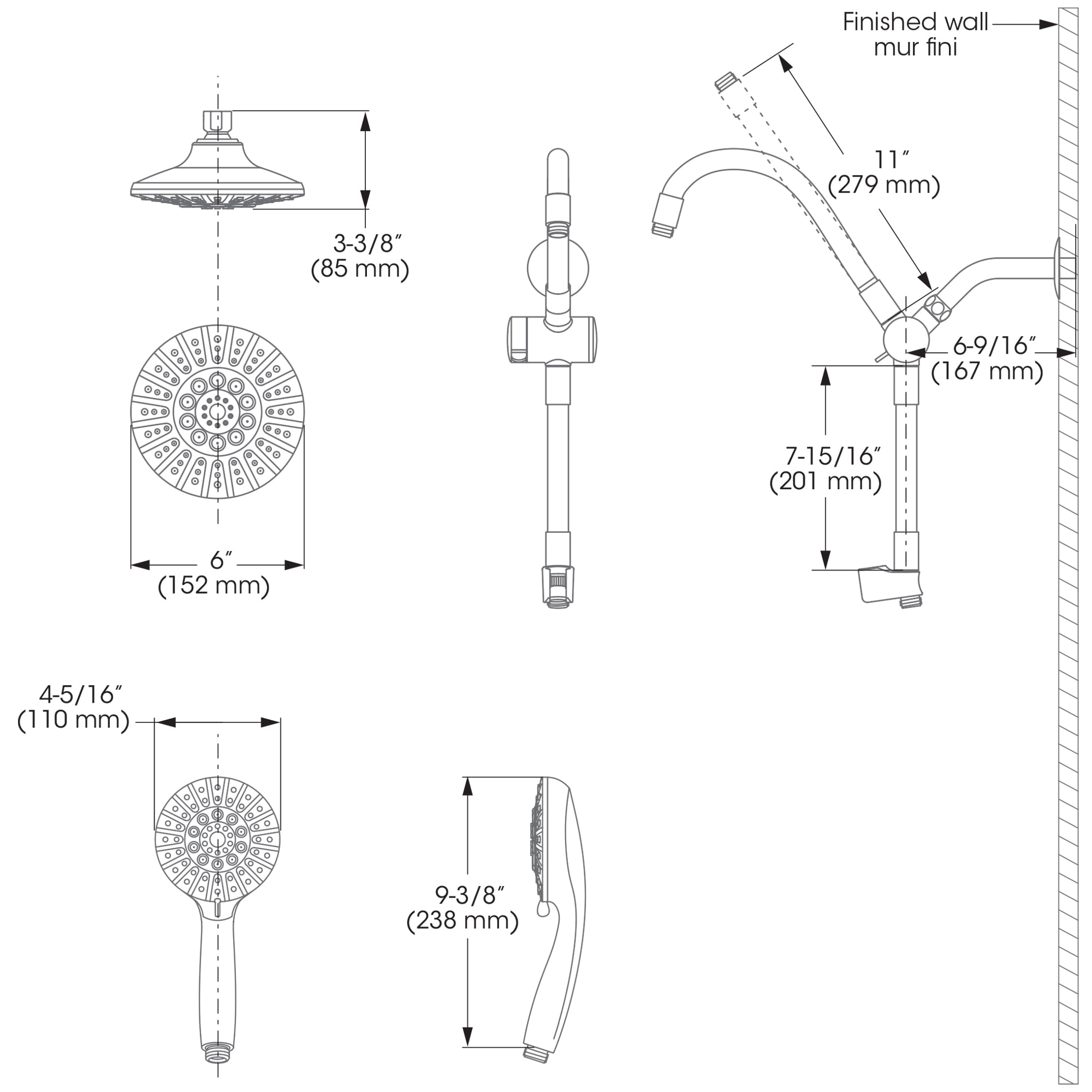 Belanger SYM022CP Retrofit Shower Head and Hand Shower System, Polished Chrome