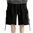 thumbnail image 7 of HOOMEUMY Men's Summer Cargo Shorts with Pockets Drawstring Elastic Waist Baggy Fit Straight Leg Bermuda Beach Short Pants Black XXXL, 7 of 7