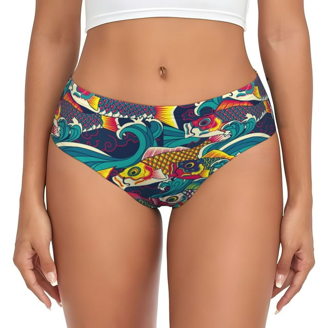 Fotbe Colorful Carp Streamer Calzones Estampados para Mujer – Ropa Interior de Algodón, Cómoda, Suave y Elástica-Medium