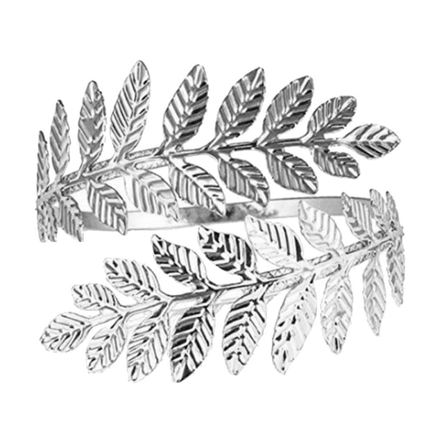 Pulsera tipo brazalete con forma de hoja, ajustable, para la parte superior del brazo, joyería para mujer. Plata B