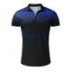thumbnail image 3 of Camisas s Para Hombre Manga Larga Camisa informal de manga corta con cuello vuelto y cremallera con estampado informal para hombre (Blue, 3XL), 3 of 5