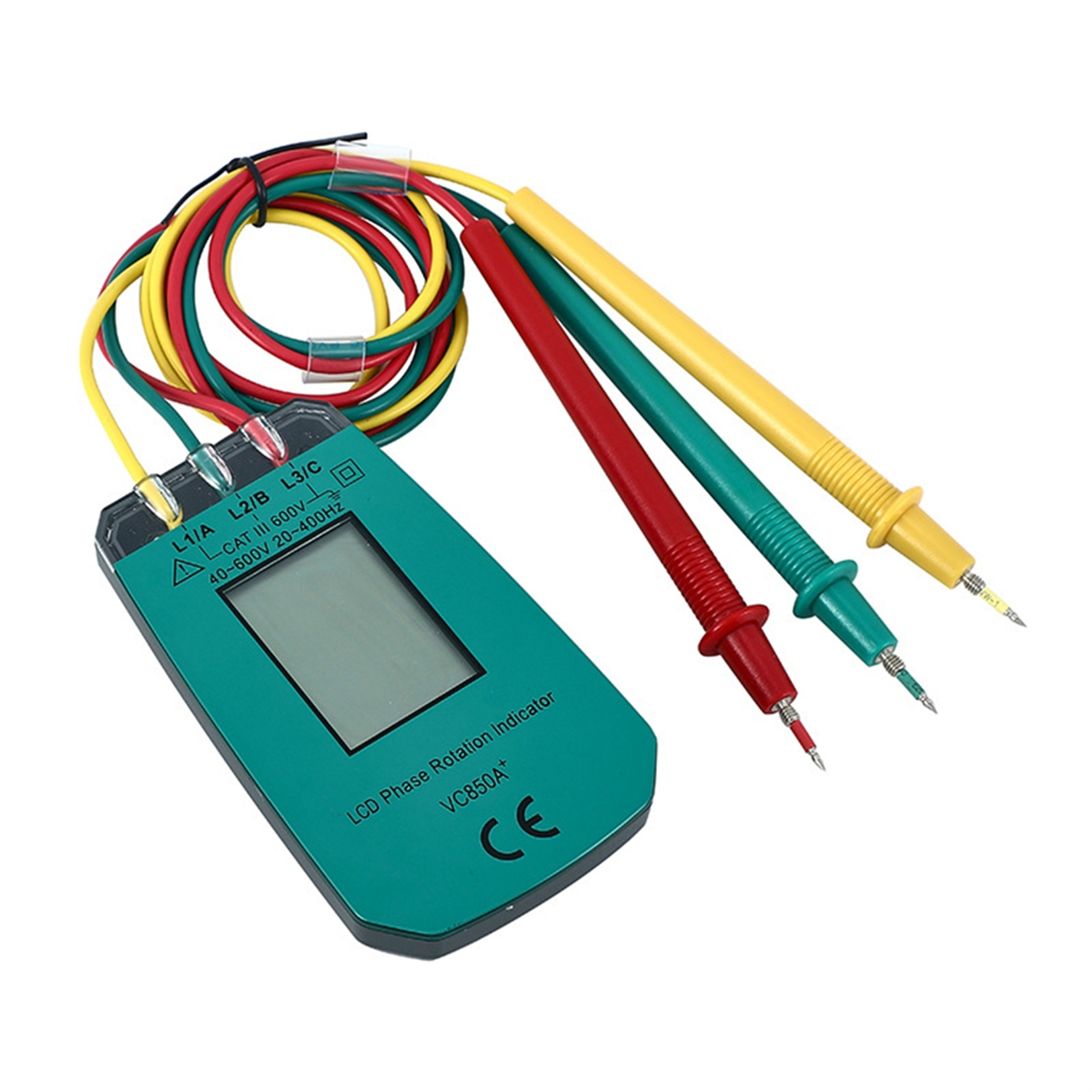 3 Phase Tester Digital Phase Indicator Detector LED Phase Sequence Meter Voltage Tester 40V-600V AC