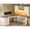 White+Brown, variant on 67" Farmhouse L Shaped Computer Desk with 3 Drawers and Storage Shelves, Corner Office Desk with LED Lights, Executive Desk