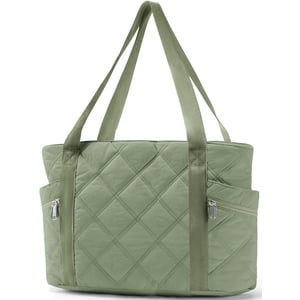Gynky Quilted Puffer Tote Travel Bag, Green