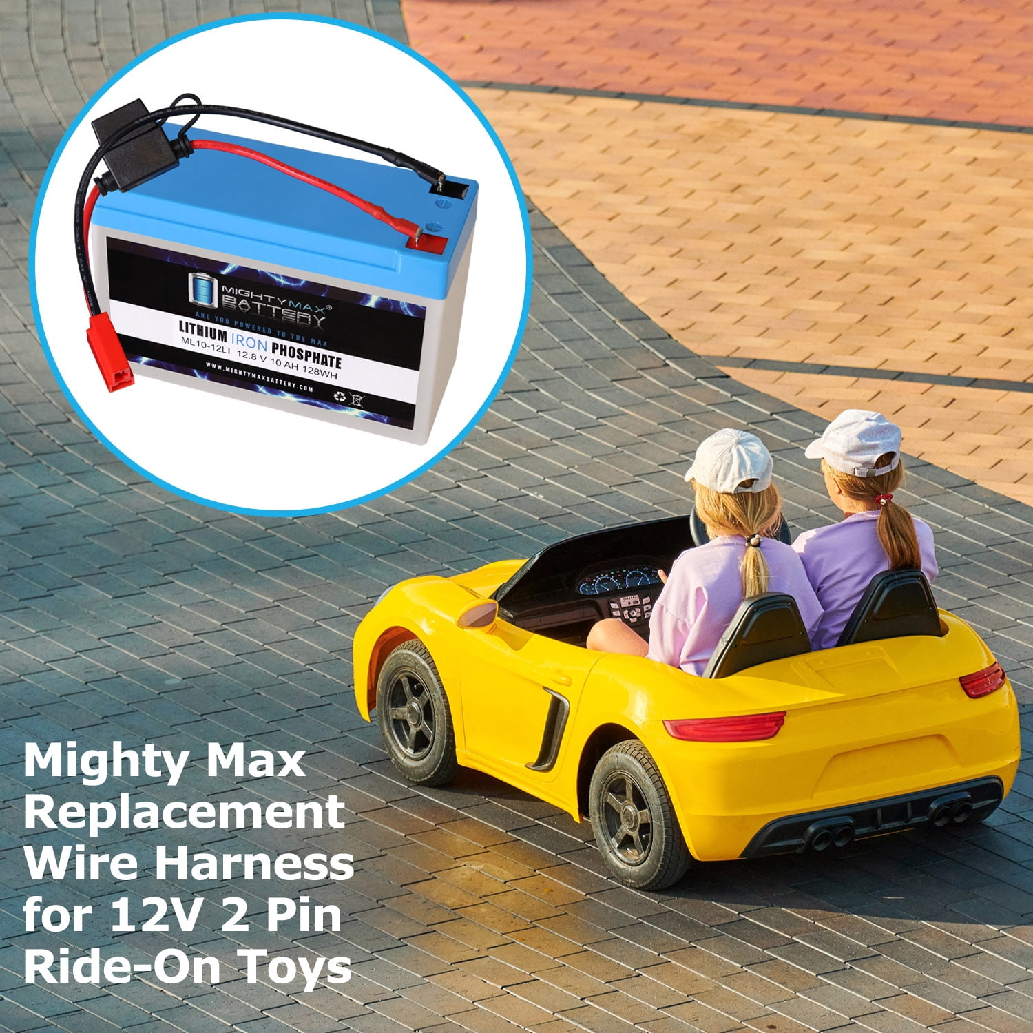 Drop in Replacement for 12v ride on car 10ah lithium battery kit and harness