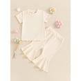 thumbnail image 6 of nvzhuang Kid Girls Pants Set, Short Sleeve Crew Neck T-shirt with Flare Pants Summer Outfit, 6 of 9
