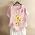 thumbnail image 1 of Offres du Jour Liquidation Iumwxz Tuniques Décontractées Amples Ajourées Hauts d'Été pour Femmes T-Shirts Graphiques Floraux Hauts à Manches à Volants Col Rond pour Femmes Offres du Jour Rendez-Vous, 1 of 4
