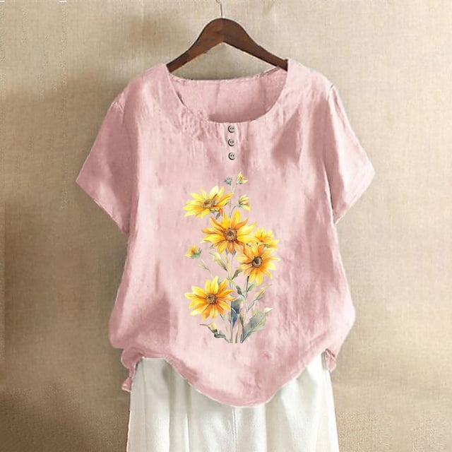 Offres du Jour Liquidation Iumwxz Tuniques Décontractées Amples Ajourées Hauts d'Été pour Femmes T-Shirts Graphiques Floraux Hauts à Manches à Volants Col Rond pour Femmes Offres du Jour Rendez-Vous
