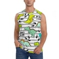 thumbnail image 3 of Uemuo Funny Dinosaurs on Stripes Pattern Men's Sleeveless T-Shirt,Muscle Athletic Tank Top, Moisture-wicking Quick-dry Breathable Classic Tee Top for Gym Run Outdoor Sports-X-Large, 3 of 8