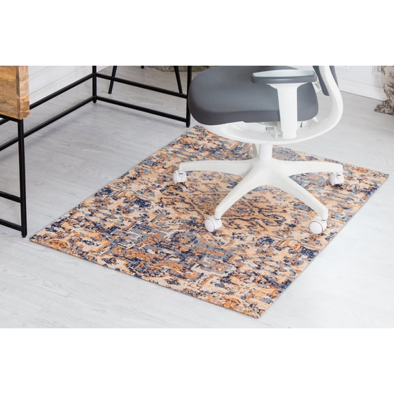 36" x 48" Onondaga Blue and Orange 1/4" Rugged Chair Mat
