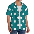thumbnail image 2 of Naloa White Polka Dots With Teal Background Men's Loose Fit Cuban Collar Short-Sleeve Shirt, Hawaiian Shirts, Mens Shirts Casual for Everyday Wear Outings-4X-Large, 2 of 5