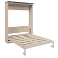 thumbnail image 4 of Euroco Wood Queen Size Murphy Bed with LED Light, Space-Saving Wall Bed for Bedroom, Beige, 4 of 13