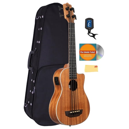 Kala UBASS-SCOUT-FS Scout Acoustic-Electric U-Bass Bundle with Case, Tuner, Austin Bazaar Instructional DVD, and Polishing Cloth