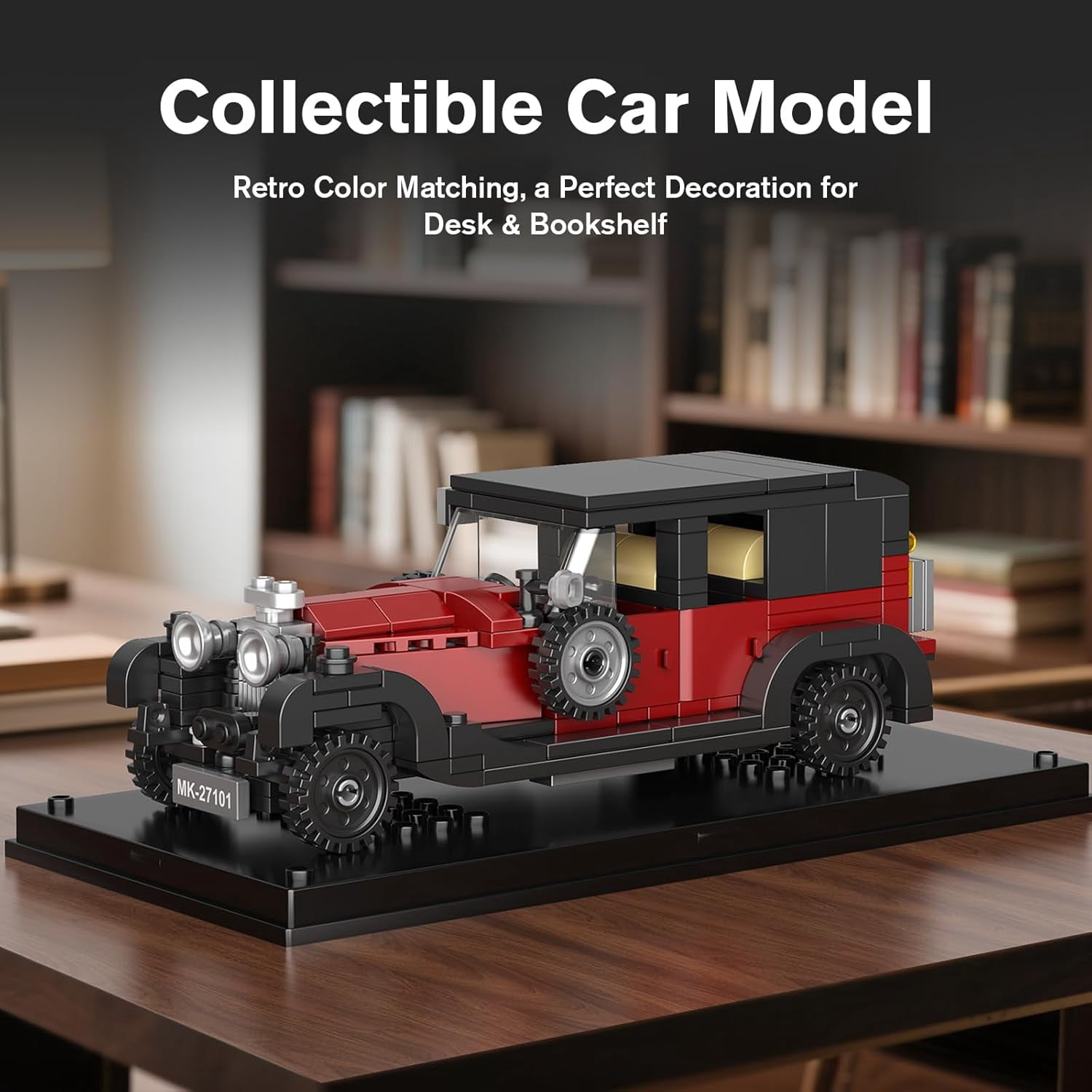 Vintage Car Building Sets, 319+ Pcs MOC Racing Car Building Kit with Display Case, Collectible Vehicle Model Building Blocks Toys