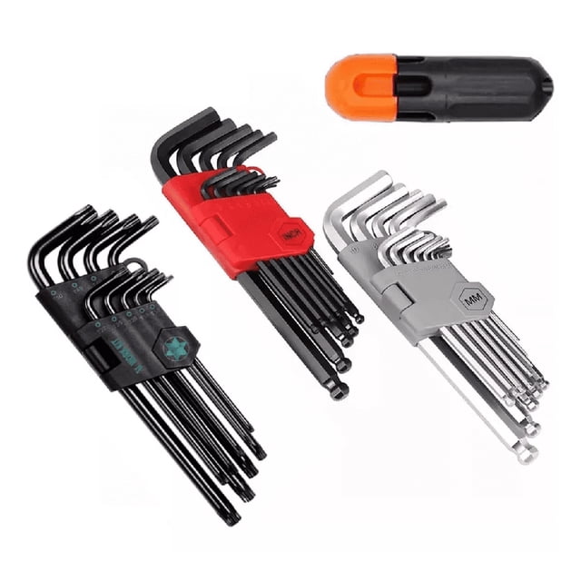 36pcs Juego De Llaves Allen Pulgadas Y Métricas plata negro