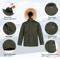 thumbnail image 3 of Men's Goose Down Parka Jacket Waterproof Heavy Winter Coat Ski Jacket with Hood, 3 of 5
