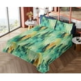 thumbnail image 4 of Ambesonne Forest Fitted & Flat Sheet with Shams 4 Pcs Set, Vintage Jungle Landscape Art, Queen, Fern Green and Laurel Green, 4 of 5