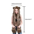 thumbnail image 3 of Augper Animal Hood Scarf 3-in-1 Women Faux Fur Plush Winter Hoodie Hats Scarf Ears Hat Gloves Mittens Pocket Earflap Long Scarf Shawl Wraps Neck Warmer, 3 of 7