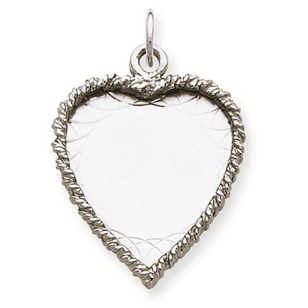 925 Sterling Silver Engravable Polished Heart Disc Charm Pendant 23mmx19mm