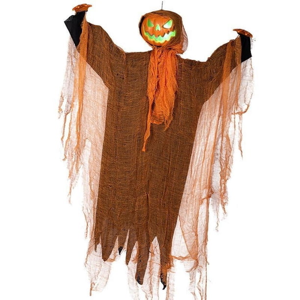 Decoración de Halloween con forma de calabaza y esqueleto colgante, accesorio aterrador de terror, animatrónicos colgantes de Halloween, decoración de
