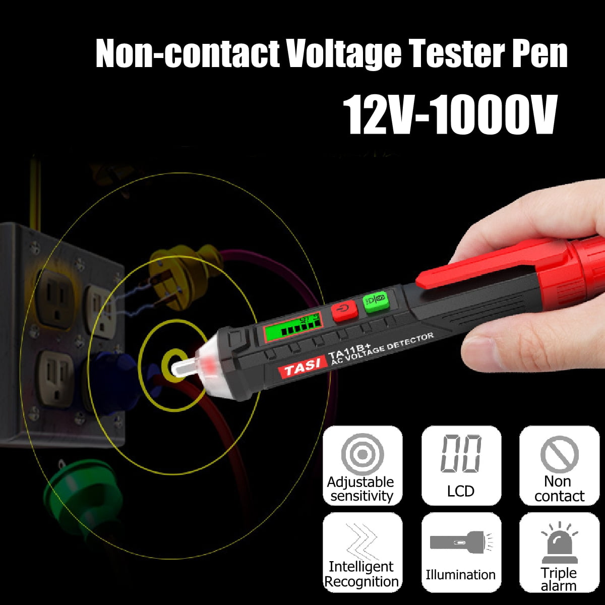 Electric LED AC Voltage Power Detector Sensor Tester Non-Contact Pen 12-1000V 