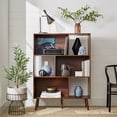 thumbnail image 3 of Best Choice Products 3-Tier Mid-Century Modern Wooden Bookcase w/ Removable Back Panels, Offset Pine Legs - White/Brown, 3 of 8