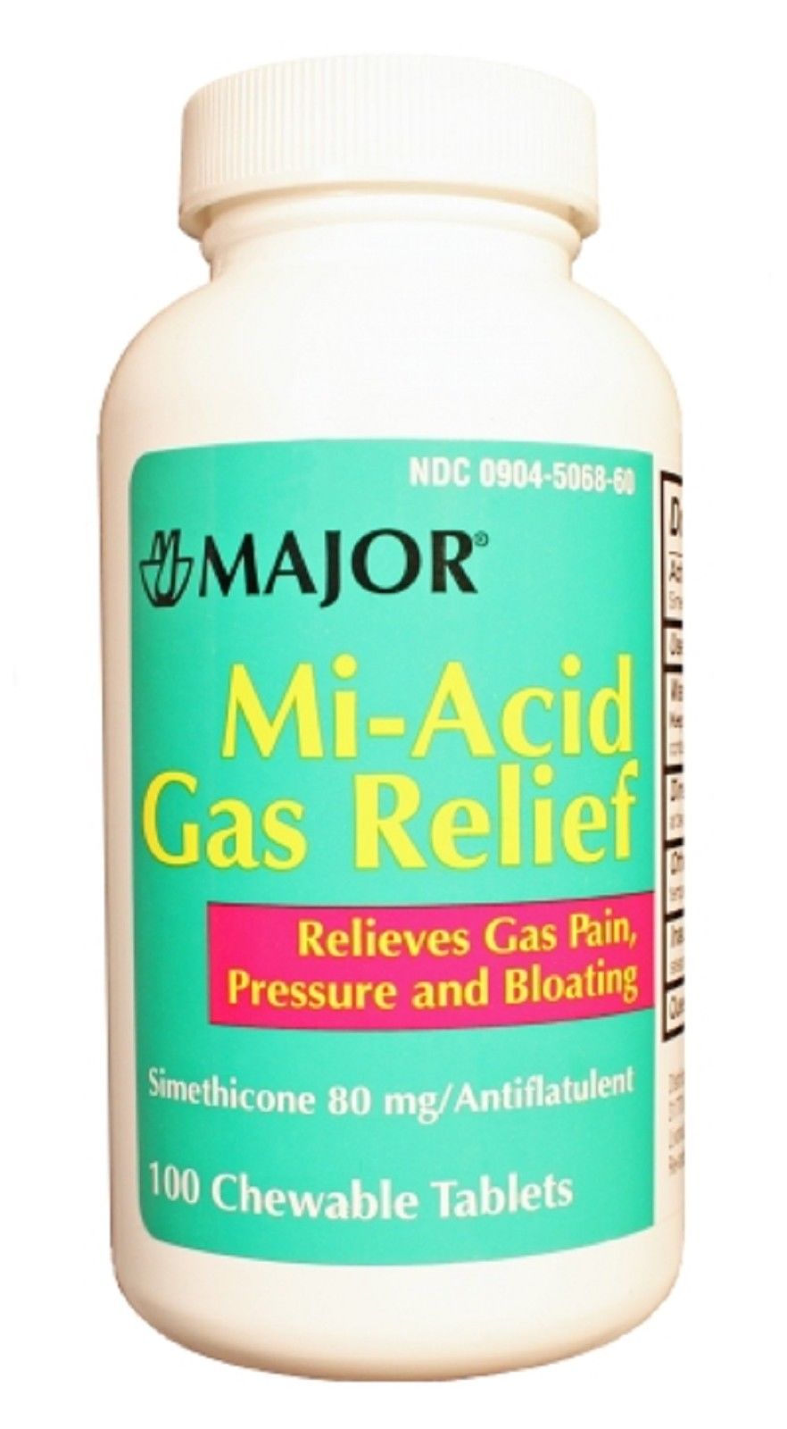 Major Mi-Acid Simethicone Anti-Gas Chewable Tablets, 80 mg, 100 Count