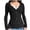 Black, variant on Womens Long Sleeve Tops V Neck Casual Ribbed Knit Shirt Solid Color Loose T Shirt Button Shirts Slim Fit Fashion Clothing Womens Tops Casual Spring Fashion