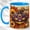 Blue, variant on Purple Carved Pumpkin Coffee Mug, Autumn Floral Mug, Ceramic 11 oz