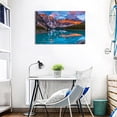 thumbnail image 5 of HFDF Mountain Canvas Wall Art for Living Room Lake Louise Landscape Pictures Wall Decor Trees Reflection Painting National Park Scenery Canvas Prints Wilderness Artwork Decoration 24x20inch Framed, 5 of 6