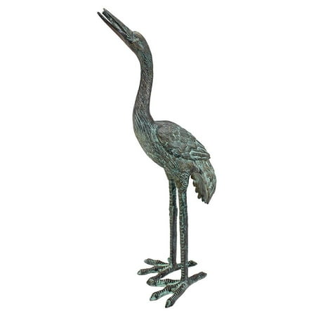 Design Toscano Emerald Verde Small Crane Head High Cast Bronze Garden Statue