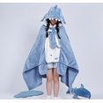 thumbnail image 2 of Cute Shark Blanket Hoodie, Wearable Shark Blanket Adult for Halloween Cosplay, Soft Hooded Bat Cape for Women, 2 of 8