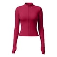 thumbnail image 3 of 2026 New Workout Jackets for Woman Lightweight Athletic Full Zip Running Jacket Cropped Jackets Slim With Thumb Holes(Red,M), 3 of 3